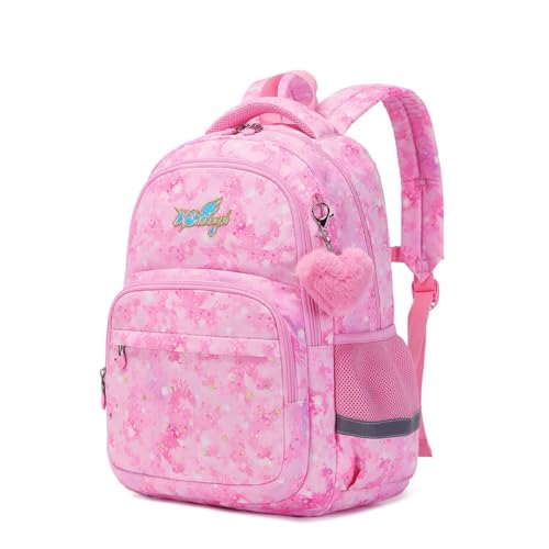 Cusangel Kinderrucksack für Mädchen, Vorschule, Grundschul, Kindergarten, Schultasche, 39,6 cm, multifunktional, niedlich, großes Fassungsvermögen, Splash White von Cusangel