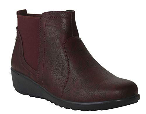 Cushion Walk Damen Schlupfstiefel mit Zwillingszwickel, leicht, bequem, Größen 37-42, burgunderfarben, 38 EU von Cushion Walk