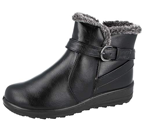 Cushion Walk Damen Winterstiefel, leicht, mit Fell gefüttert, warm, bequem, Größen 36-42, schwarz grau, 38 EU von Cushion Walk