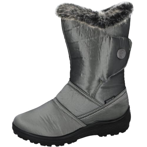 Cushion Walk Damenstiefel mit Pelzfutter, weich, leicht, flexibel, mit Reißverschluss, Größe 36-42, silber, 39 EU von Cushion Walk