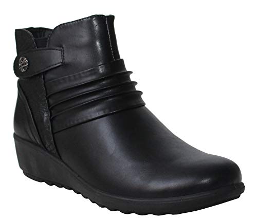 Cushion Walk Leichte Damen-Stiefeletten mit Reißverschluss für Mädchen, leger, bequem, Größen 37-42, Schwarz - Schwarz / Schlange - Größe: 39 EU von Cushion Walk