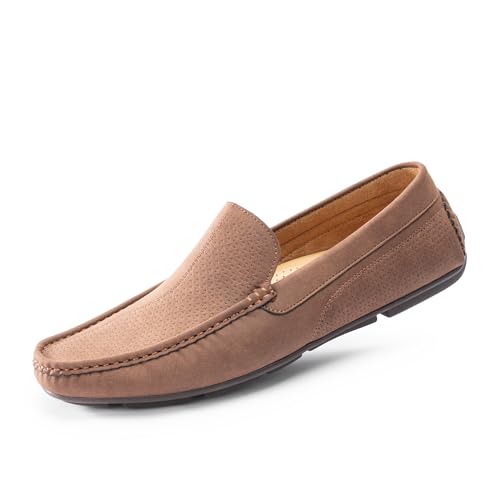 Cusolemore Herren Mokassins Flache Slipper Slip on Loafers, Gummi Sohle, Fahrende Schuhe [Kleiner, eine halbe Nummer größer kaufen] Brown 43.5 von Cusolemore