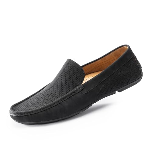 Cusolemore Herren Mokassins Flache Slipper Slip on Loafers, Gummi Sohle, Fahrende Schuhe [Kleiner, eine halbe Nummer größer kaufen] Black 42 von Cusolemore