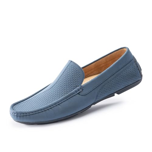 Cusolemore Herren Mokassins Flache Slipper Slip on Loafers, Gummi Sohle, Fahrende Schuhe [Kleiner, eine halbe Nummer größer kaufen] Navy 45 von Cusolemore