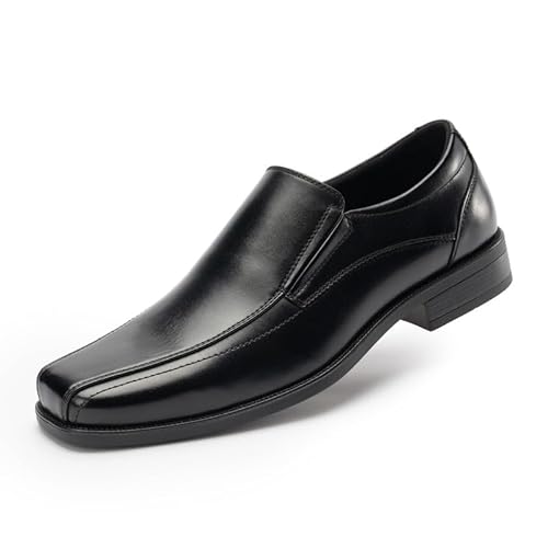 Cusolemore Herren Mokassins Loafers Männer Slip on Slipper Anzugschuhe, Microfiber gefüttert, Square Toe für Arbeit, Freizeit und Business Black 43 von Cusolemore