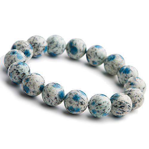 Bettelarmband 100% natürlicher Blauer K2 Jade Edelstein Frauen Männer Kristall Runde Perlen Armband 13mm Stretch AAAA von Cusstally