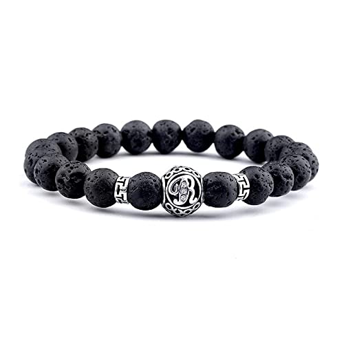 Bettelarmband Naturstein-Perlen-Armband, Stein-Perlen-Armband-Schmuck for Frauen, Lavastein mit Kugel, Buchstabe R, natürliches Halbedel-Elastik-Armband, Party-Geschenk for Paare Bettelarmband Naturstein-Perlen-Armband, Stein-Perlen-Armband-Schmuck for Frauen, Lavastein mit Kugel, Buchstabe R, natürliches Halbedel-Elastik-Armband, Party-Geschenk for Paare von Cusstally