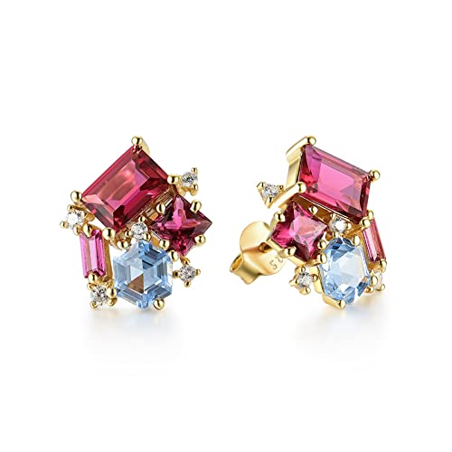 Charm-Ohrringe Topas Turmalin Edelstein Ohrstecker Mädchen Massiv 925 Sterling Silber Trend Hochzeit Weihnachten Edlen Schmuck Heiterkeit (Color : Yellow) von Cusstally