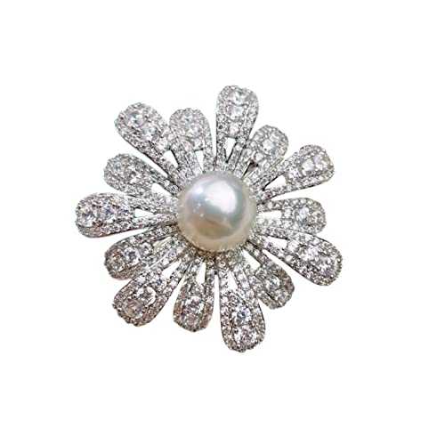 Cusstally 10-11 mm Schmuck natürliche weiße Süßwasserperle Brosche Damen runde Perle Damen Kleidung Accessoires Brosche Schmuck Geschenk von Cusstally