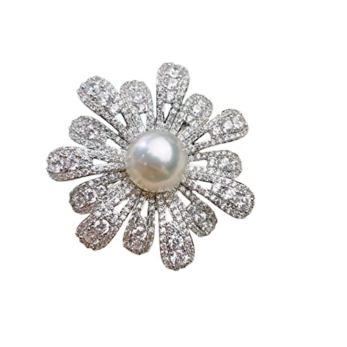 Cusstally 10-11 mm Schmuck natürliche weiße Süßwasserperlenbrosche for Damen Runde Perlenbrosche Schmuck Geschenk von Cusstally
