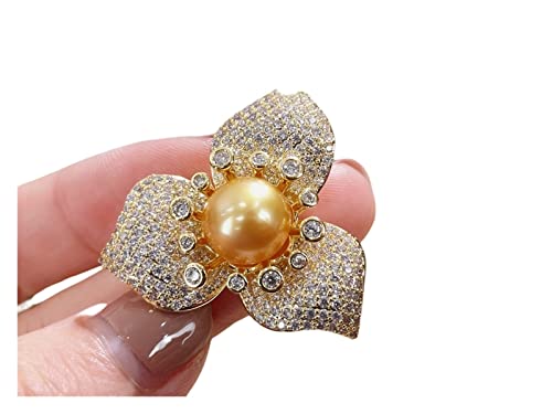 Cusstally 10-11 mm Süßwasser-Goldperlen-Brosche Damen-Perlen-Brosche Exquisite Schmuck-Goldfüllungs-Brosche Schmuck Geschenk von Cusstally