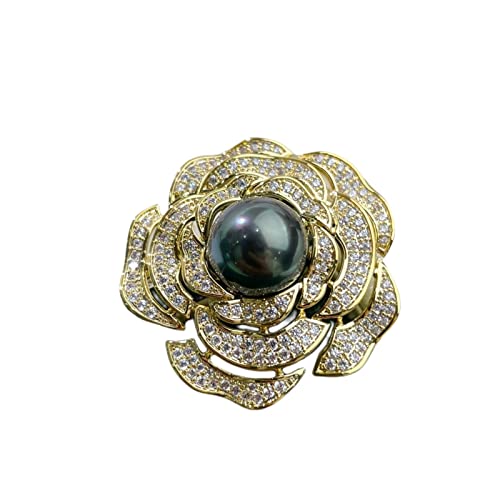 Cusstally 10-11 mm natürliche Schwarze Süßwasserperlenbrosche for Damen Runde Perlenschmuck Accessoires Brosche Schmuck Geschenk von Cusstally