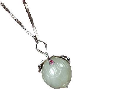 Cusstally 925 Silber Halskette Damen WADA Jade Lotus Anhänger von Cusstally