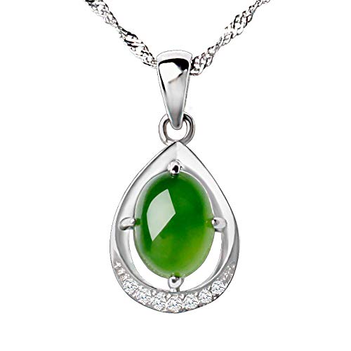 Cusstally 925 Silber Jaspis Halskette Frauen natürliche weiße Jade Anhänger von Cusstally