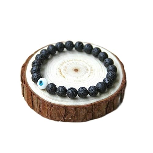 Cusstally Bettelarmband 1pc Stein Evil Eye Armbänder Männer Stoned Perlen Armband Frauen Schmuck Acc - (Color : Lava Stone, Size : 23cm) von Cusstally