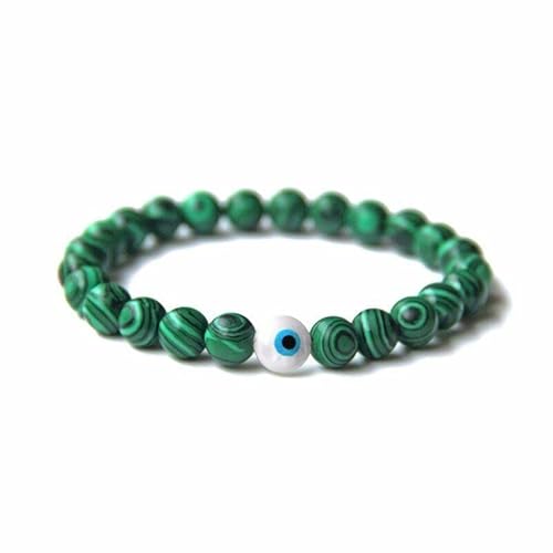 Cusstally Bettelarmband 1pc Stein Evil Eye Armbänder Männer Stoned Perlen Armband Frauen Schmuck Acc - (Color : Malachite, Size : 23cm) von Cusstally