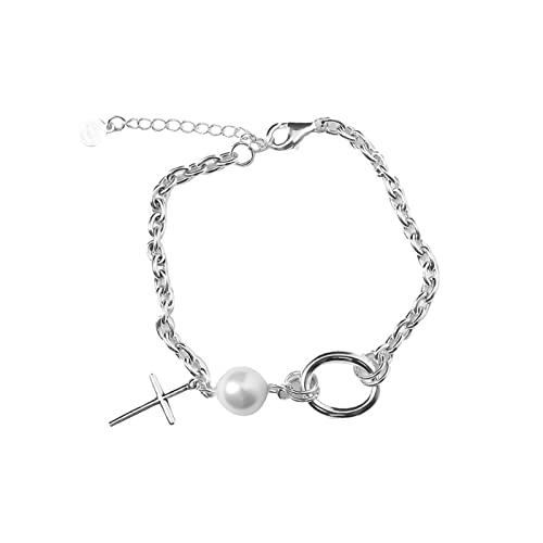 Cusstally Bettelarmband 925 Silber 2021 Mode Kreuz Perle Armband Trend Frauen Geburtstagsfeier Geschenk Egraceful Light Luxury Schmuck von Cusstally