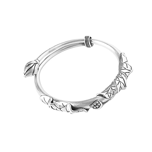 Cusstally Bettelarmband 925 Silber Armband for Frauen Elegant Vintage Kreatives Einzigartiges Design Lotusblatt Lotus Handgemachter Schmuck Geschenke von Cusstally