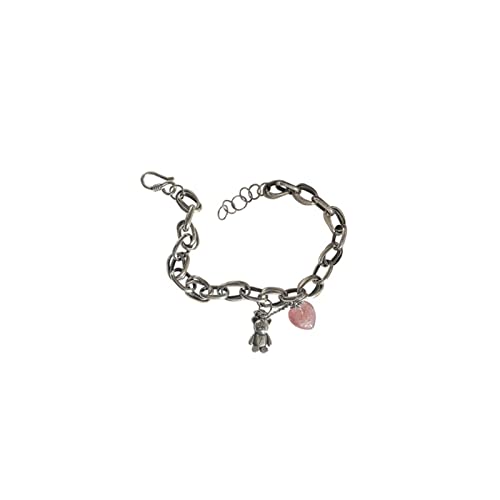 Cusstally Bettelarmband 925 Silber Punk Armband 2021 Trendy Vintage Creative Little Bear Pink Strawberry Party Schmuck Mädchen Accessoires von Cusstally
