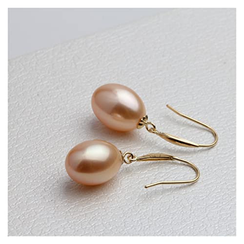 Cusstally Charm-Ohrringe 18 Karat Goldohrringe Perlenschmuck Natürliche Süßwasserperlen Feine AU750 Tropfenohrringe Hochzeitsfeier for Frauen erfüllen (Size : Pink Pearl Earring) von Cusstally