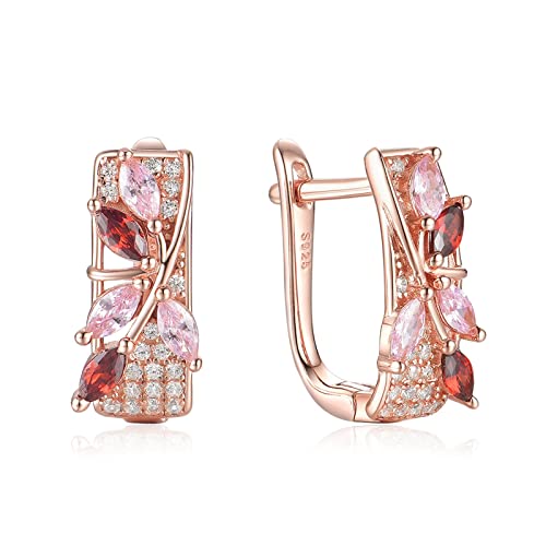 Cusstally Charm-Ohrringe 585 Rose Gold Granat Morganit Edelstein Ohrclips Massiv 925 Sterling Silber Marquise Ohrringe Heiterkeit Cusstally Charm-Ohrringe 585 Rose Gold Granat Morganit Edelstein Ohrclips Massiv 925 Sterling Silber Marquise Ohrringe Heiterkeit von Cusstally