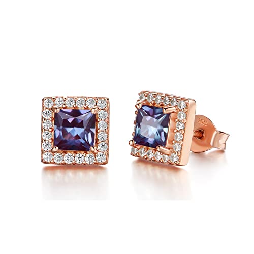 Cusstally Charm-Ohrringe 585 Rose Gold Lab Grow Alexandrit Edelstein Ohrstecker Massiv 925 Sterling Silber Schmuck Versprechen Geschenk Neue Heiterkeit (Color : Rose Gold) von Cusstally