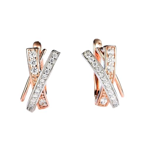 Cusstally Charm-Ohrringe 585 Roségold Luxus-Ohrclips Echtes 925er Sterlingsilber Farbe Separate Ohrringe for Verlobung Neue Heiterkeit von Cusstally