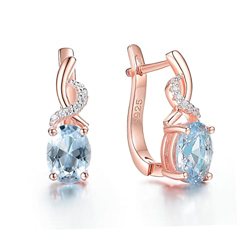 Cusstally Charm-Ohrringe 585 Roségold Topas Edelstein Luxus Ohrclips Echte 925 Sterling Silber Smaragd Minze Saphir Ohrringe Heiterkeit (Color : Mint) von Cusstally