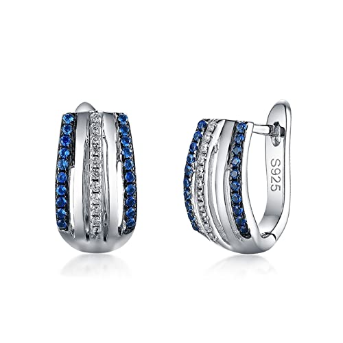 Cusstally Charm-Ohrringe Blaue Saphir-Ohrclips Authentisches 925er Sterlingsilber Серьги for Hochzeitsbraut Glamorous Fine Jewelry Heiterkeit von Cusstally