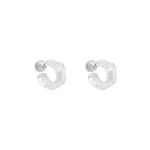 Cusstally Charm-Ohrringe Damen Ohrringe Mode Transparent Acryl Kreis Runde Creolen Frauen 925 Silber Nadel Ohrstecker Schmuck Mode Ohrringe von Cusstally