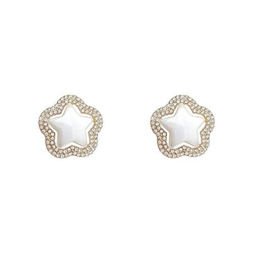 Cusstally Charm-Ohrringe Damen Ohrringe Vintage Zirkon Stern Ohrstecker for Frauen Mode 925 Silber Nadel Geometrische Ohrringe Party Hochzeit Schmuck Mode Ohrringe von Cusstally