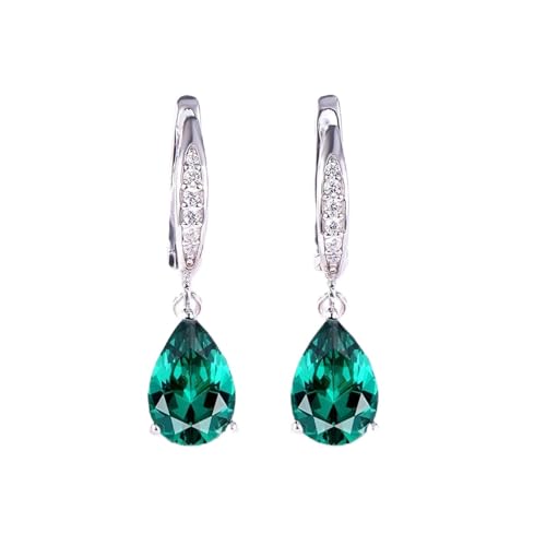Cusstally Charm-Ohrringe Diaspore-Edelstein-Ohrclips aus massivem 925er Sterlingsilber, erstellt mit Farbwechsel-Ohrringen, die edlen Schmuck verzaubern (Color : Emerald) von Cusstally