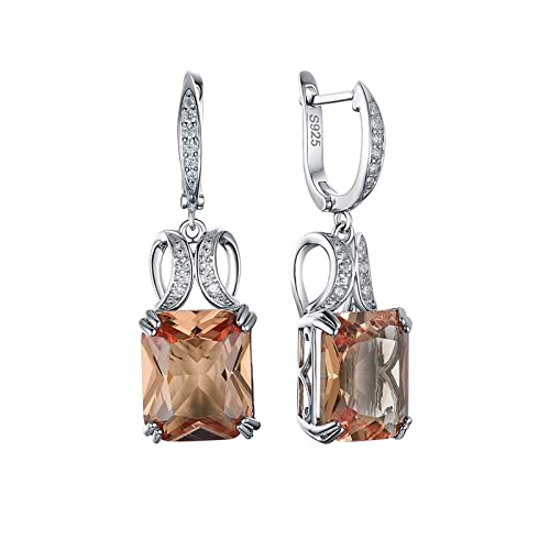 Cusstally Charm-Ohrringe Diaspore Edelstein Ohrclips echte 925 Sterling Silber Baguette Edelstein Ohrringe for Verlobung feine Heiterkeit von Cusstally