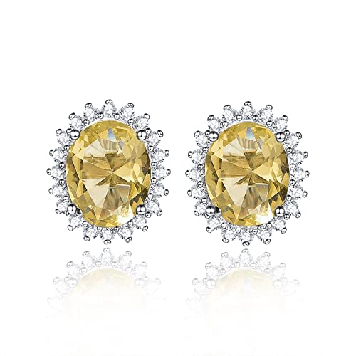 Cusstally Charm-Ohrringe Diaspore Edelstein-Ohrstecker for Damen Massives 925er Sterlingsilber Farbwechsel Gelb Rosa Sultanit Heiterkeit von Cusstally