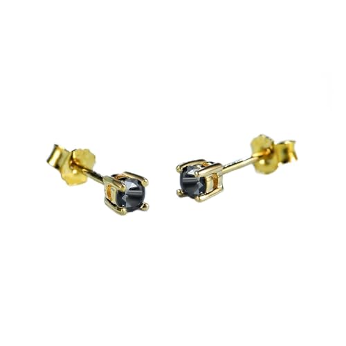 Cusstally Charm-Ohrringe Echter Moissanite Edelstein Ohrstecker Massiv 925 Sterling Silber Weiß Schwarz Grün Moissanite Solitaire Stein Heiterkeit (Color : Black Moissanite) von Cusstally