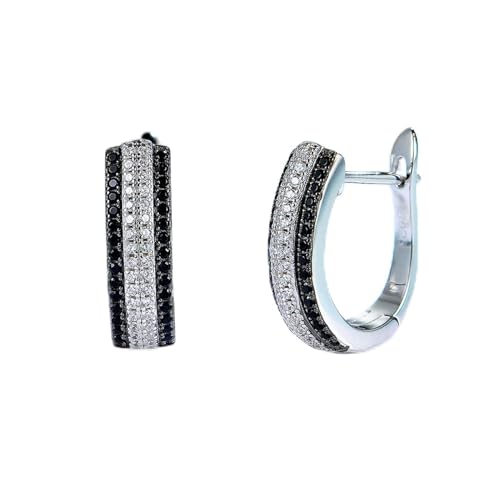 Cusstally Charm-Ohrringe Klassische 925er Sterlingsilber Runde Schwarze Trendige Spinell-Verlobungs-Creolen Heiterkeit von Cusstally