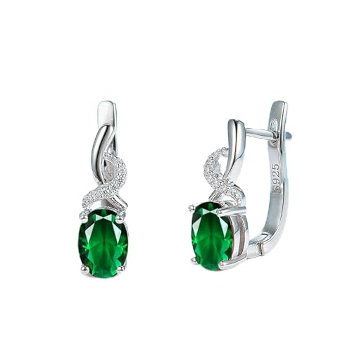 Cusstally Charm-Ohrringe Kuololit London Blue Gemstone Ohrclips aus echtem 925er Sterlingsilber, oval, 6 x 8, luxuriöser Ohrring for Verlobung, Braut, Heiterkeit von Cusstally
