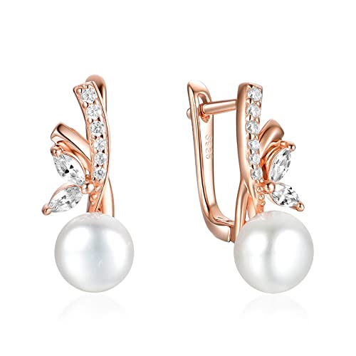 Cusstally Charm-Ohrringe Natürliche Süßwasserperlen-Ohrclips 14 Karat rosévergoldete 925er Sterlingsilber-Ohrringe for Trendige Heiterkeit von Cusstally