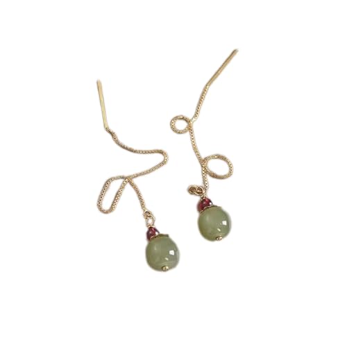 Cusstally Charm-Ohrringe Neuer Hetian Jade-Korn-Tropfen-Lange Ohrringe for Frauen 925 silberner eleganter Stein baumeln Ohrringe Art- und Weiseschmucksachetropfen Shippin von Cusstally