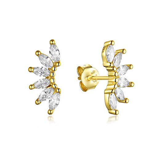 Cusstally Charm-Ohrringe Smaragd Blume Geometrische Ohrstecker Solide 925 Sterling Silber Hochzeit Europäischer Feiner Schmuck Geschenke Heiterkeit (Color : White) von Cusstally