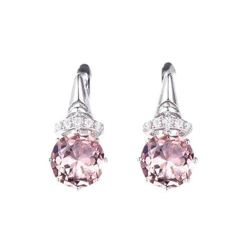 Cusstally Charm-Ohrringe Solide 925 Sterling Silber Diaspore Edelstein Ohrringe Bläulich Grün Smaragd Ohrclips Trendy Fine Jewelry Heiterkeit (Color : Morganite) von Cusstally