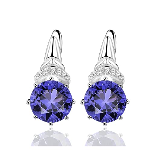 Cusstally Charm-Ohrringe Solide 925 Sterling Silber Diaspore Edelstein Ohrringe Bläulich Grün Smaragd Ohrclips Trendy Fine Jewelry Heiterkeit (Color : Tanzanite) von Cusstally