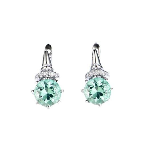 Cusstally Charm-Ohrringe Solide 925 Sterling Silber Diaspore Edelstein Ohrringe Bläulich Grün Smaragd Ohrclips Trendy Fine Jewelry Heiterkeit von Cusstally