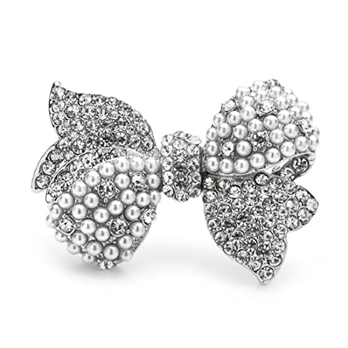 Cusstally Erstellt Brosche Mode Pin Geschenk Frauen Funkelnde Strass Perle Bowknot Brooches for Frauen Blume Hochzeiten Party Büro Pins Schmuck Geschenk (Color : ORO) von Cusstally