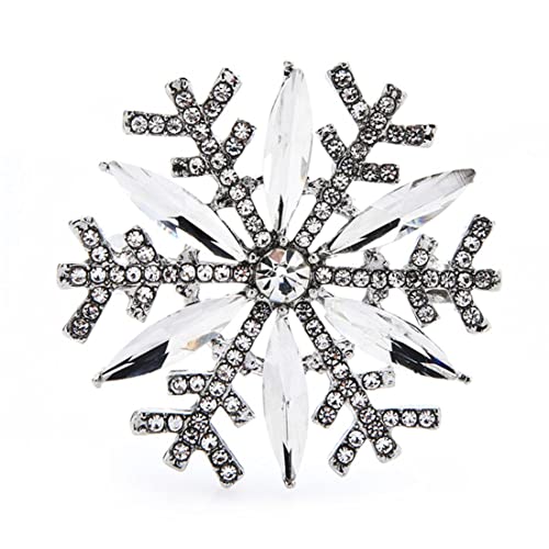 Cusstally Erstellt Brosche Mode Pin Geschenk Frauen Strass Schneeflocke ES for Frauen Männer 2-farbige Winter Blume Pins Schmuck Geschenk (Color : White) von Cusstally