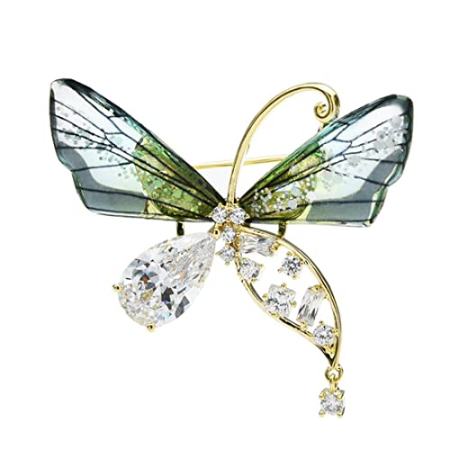 Cusstally Erstellt Brosche Mode Pin Geschenk Frauen Tschechische Strass Transparent Schmetterling ES for Frauen Party Büro Insekten Pins Schmuck Geschenk (Color : Green) von Cusstally