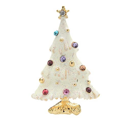 Cusstally Erstellt Brosche Mode Pin Geschenk Frauen schneit Weihnachtsbaum ES Frauen Männer Strass Funkelnde Pins Schmuck Geschenk (Color : White) von Cusstally