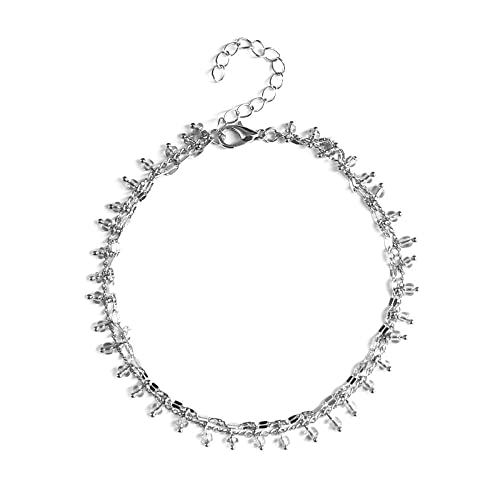 Cusstally Fußkettchen for Frauen Fußkettchen Dekoration Strand Einfache Damen Handgefertigte Perlen Anhänger Fußkettchen Zwei Sets Schmuck Geschenk (Color : ORO) von Cusstally