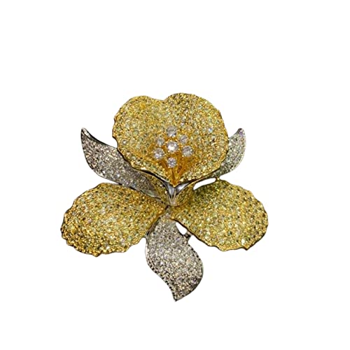 Cusstally Gelbe und weiße gemischte Orchideen-Brosche Kupfer und Kubikzirkon-Mode-Damen-Schmuck-Brosche Schmuck Geschenk Cusstally Gelbe und weiße gemischte Orchideen-Brosche Kupfer und Kubikzirkon-Mode-Damen-Schmuck-Brosche Schmuck Geschenk von Cusstally