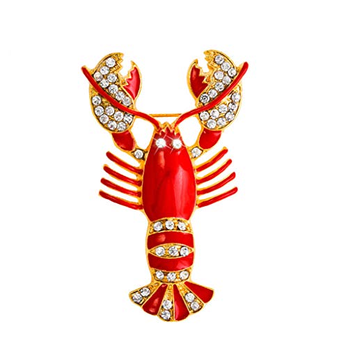 Cusstally ?Hochwertige, niedliche rote Kristall-Frauen-Broschen, Strass-Hummer-Brosche, rot Schmuck Geschenk von Cusstally